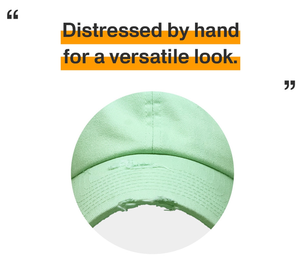 Pistachio Distressed Vintage Baseball Cap Front View